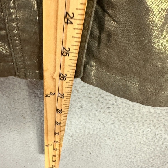 Chicos Metallic Gold Utility‎ Vest Womens 1 Medium Sleeveless Linen Blend Glam - Picture 4 of 6